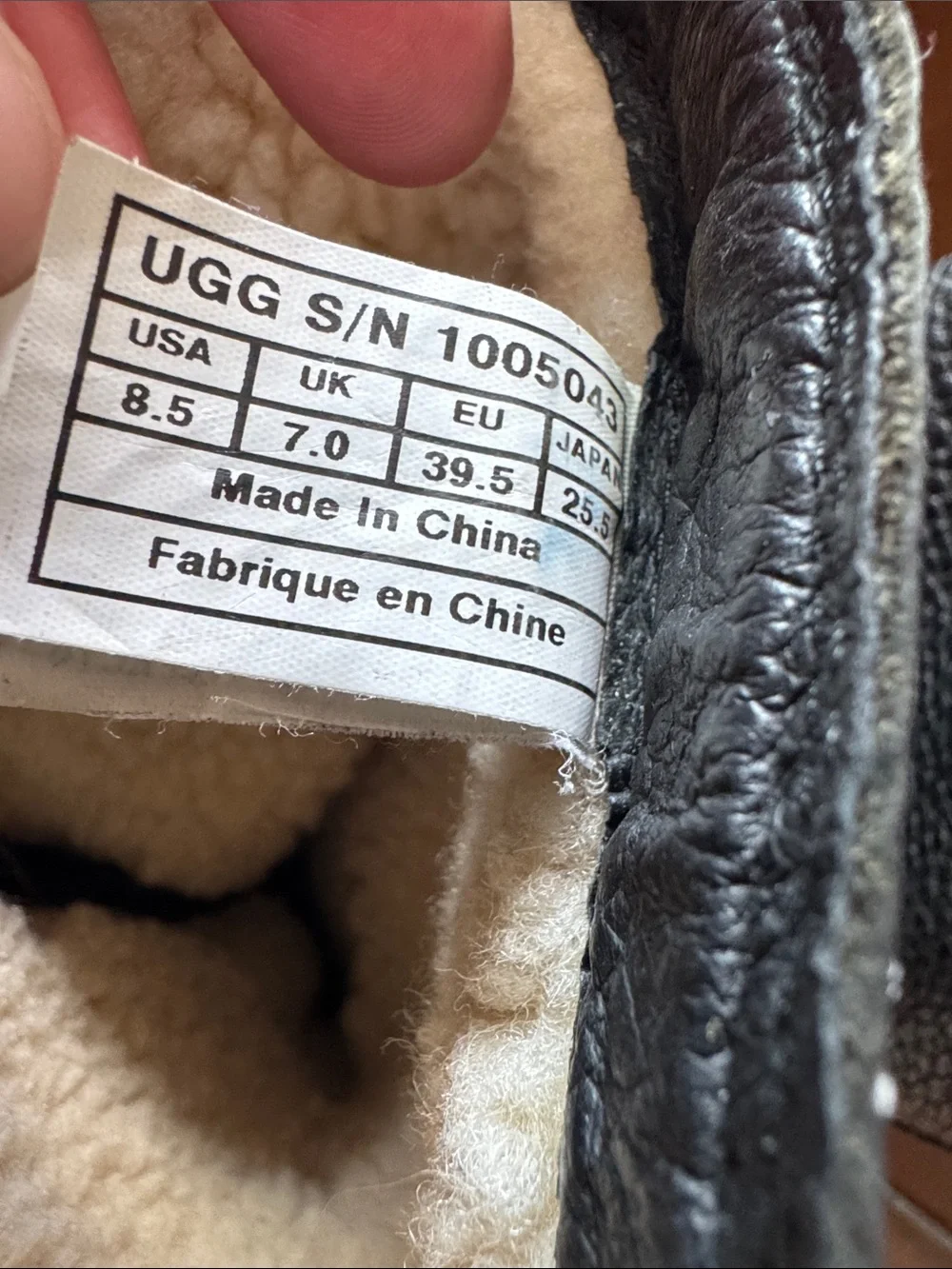 UGG Andra Leather Mid-Calf Boots with Buckle Detail rubber bottom, fuzzy inside